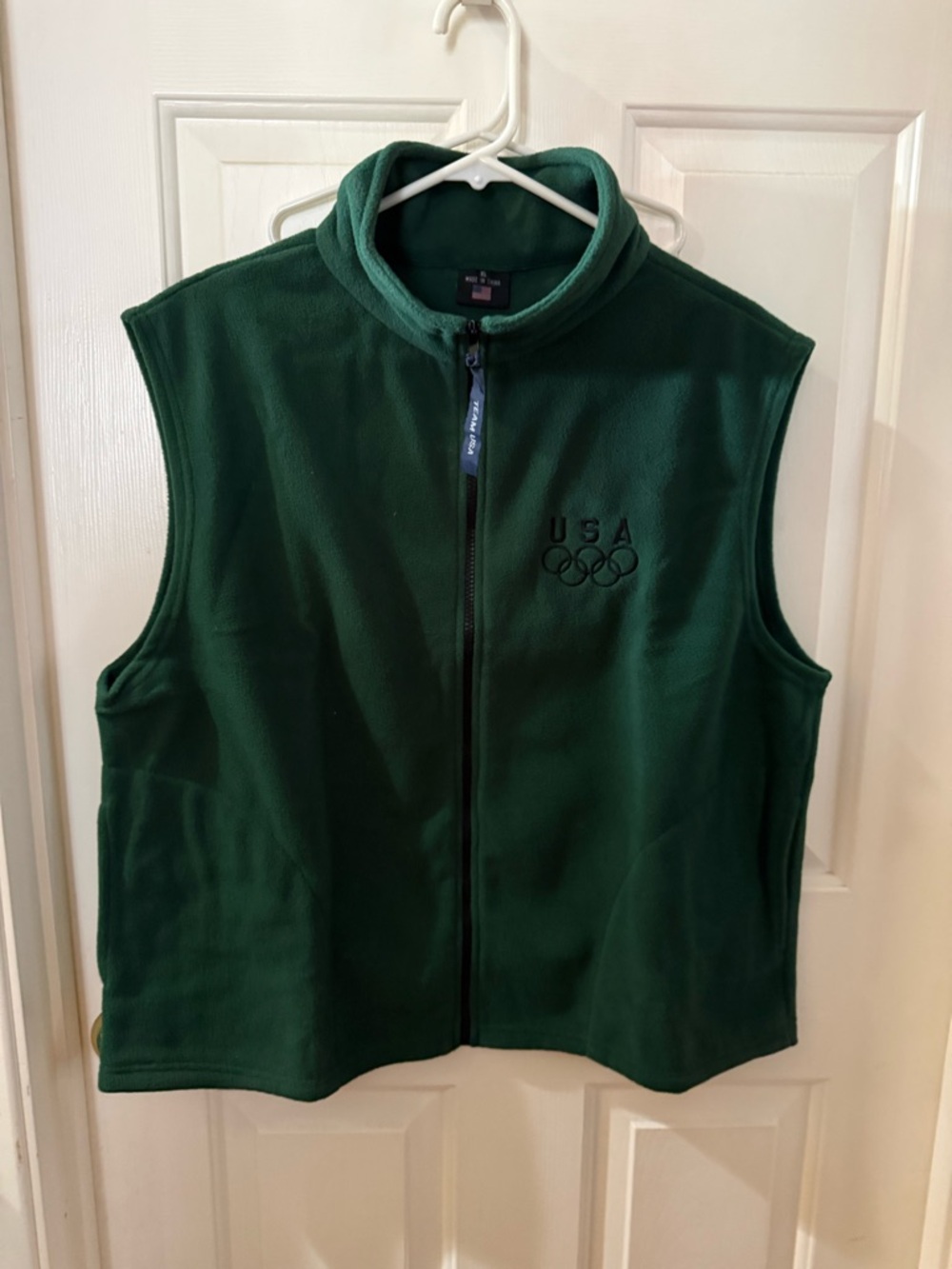 USA Olympic Green Fleece Vest - Sleeveless Zip Front